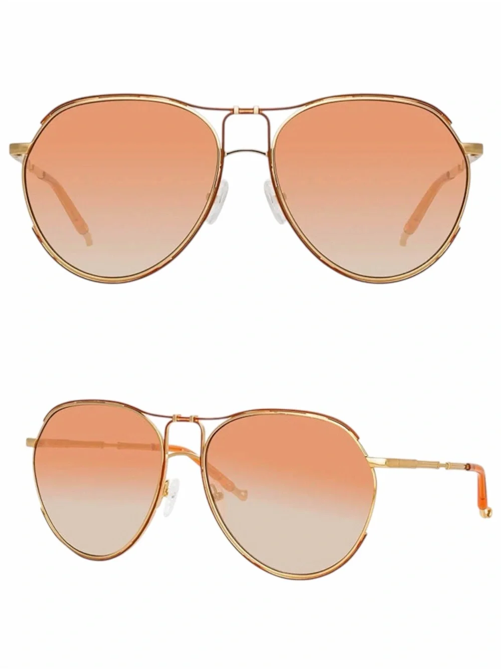 NWT Matthew Williamson x Linda Farrow Holly Aviator Sunglasses Gold MW254 C3